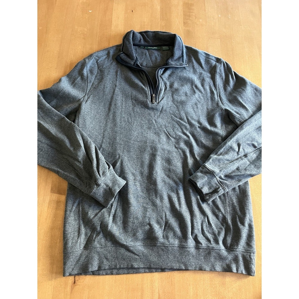 Bobby Jones Quarter Zip Pullover Sweater Mens Sz L Large Gray Pima Cotton Golf